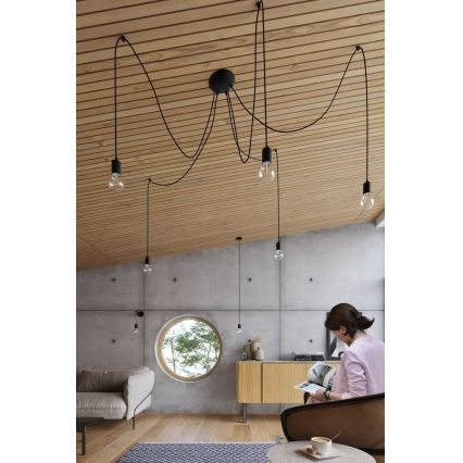 Lámpara colgante EDISON 7 7xE27/60W/230V araña negro