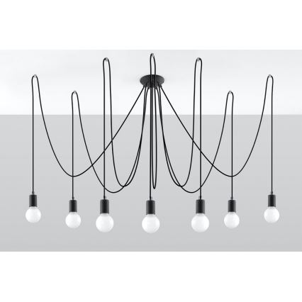 Lámpara colgante EDISON 7 7xE27/60W/230V araña negro