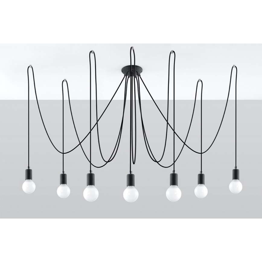 Lámpara colgante EDISON 7 7xE27/60W/230V araña negro