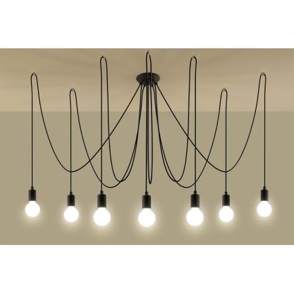 Lámpara colgante EDISON 7 7xE27/60W/230V araña negro
