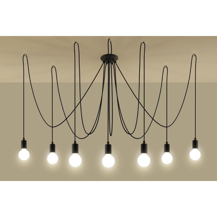 Lámpara colgante EDISON 7 7xE27/60W/230V araña negro