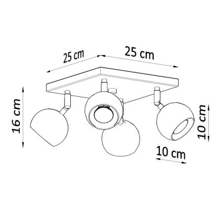 Foco de techo OCULARE 4xGU10/10W/230V