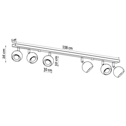 Foco de techo OCULARE 6xGU10/10W/230V