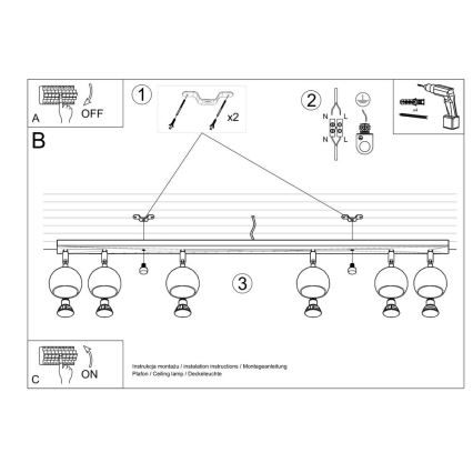 Foco de techo OCULARE 6xGU10/10W/230V