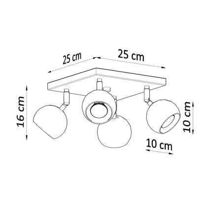 Foco de techo OCULARE 4xGU10/10W/230V