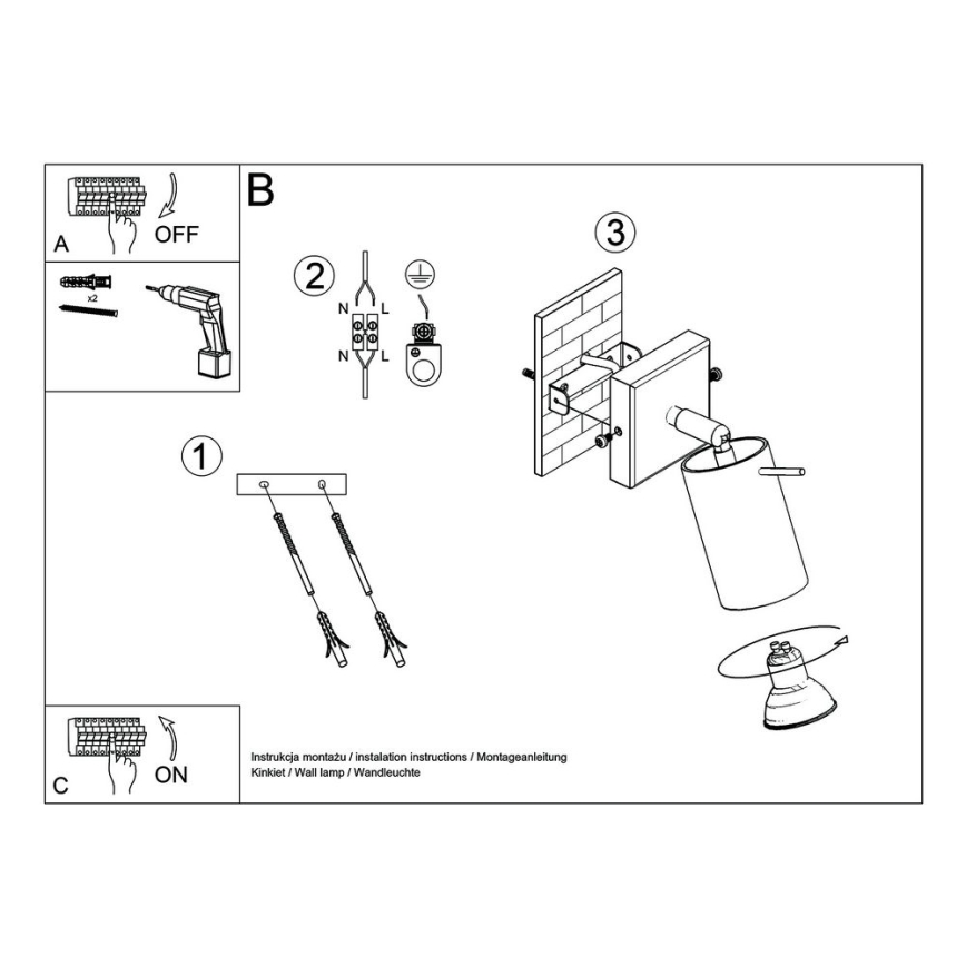 Foco de pared RING 1xGU10/10W/230V