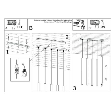 Lámpara colgante PASTELO 5xG9/8W/230V blanco