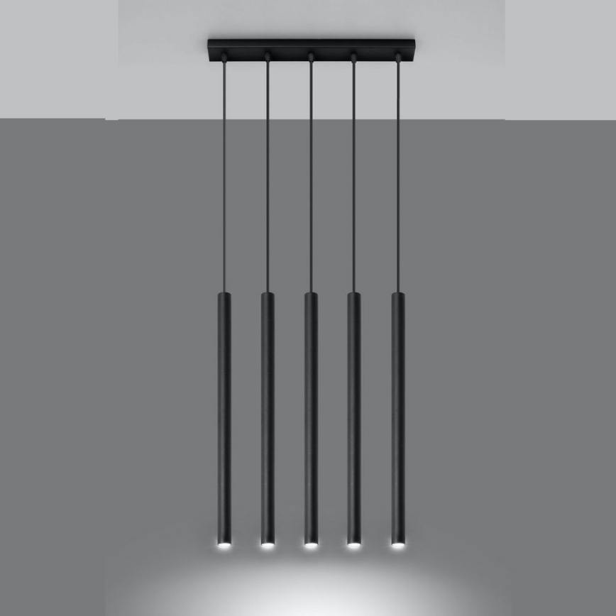 Lámpara colgante PASTELO 5xG9/8W/230V negro