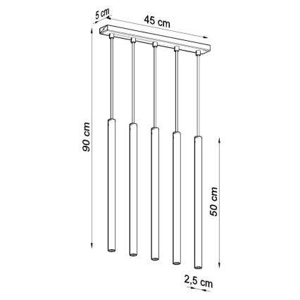 Lámpara colgante PASTELO 5xG9/8W/230V negro