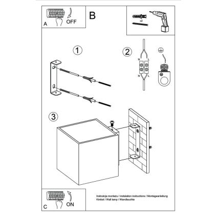 Foco de pared QUAD 1xG9/8W/230V concreto