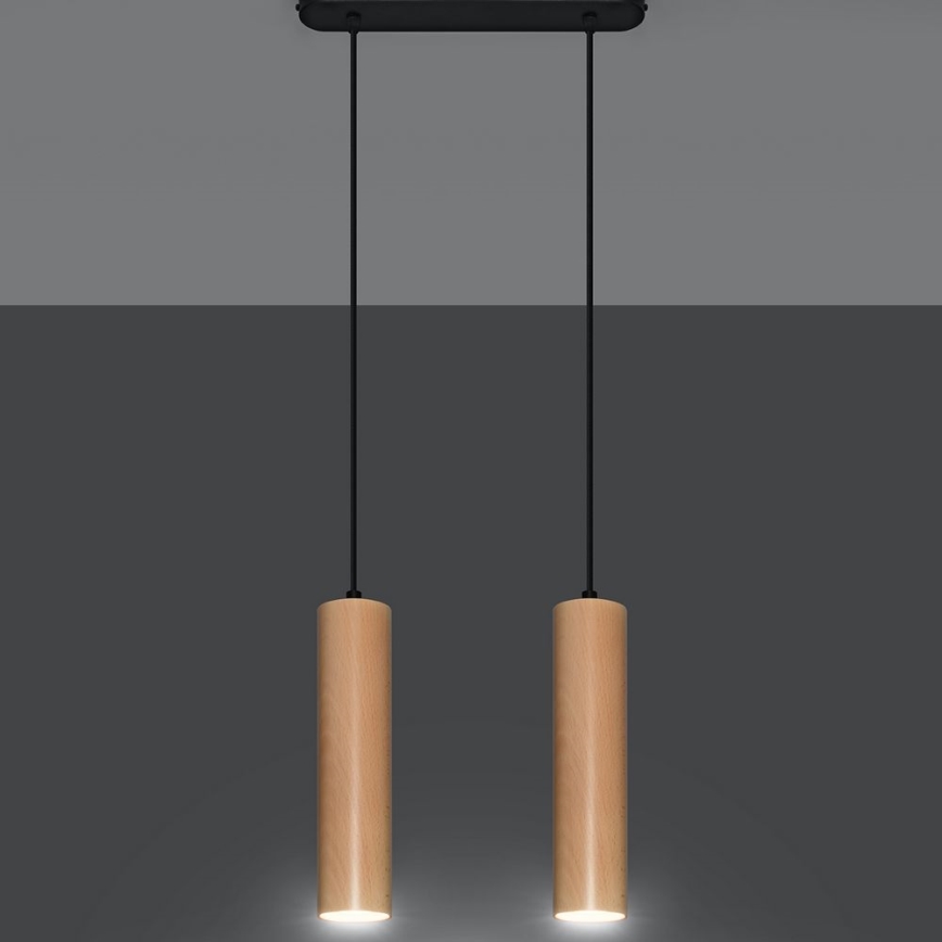 Lámpara colgante LINO 2xGU10/40W/230V haya