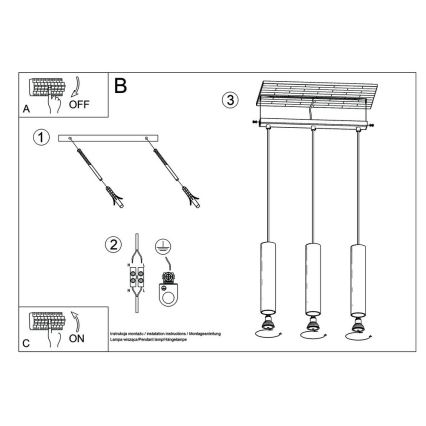 Lámpara colgante LINO 3xGU10/40W/230V haya