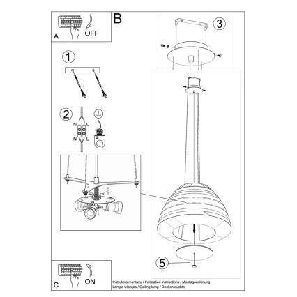 Lámpara colgante BELLA 3xE27/60W/230V diámetro 60 cm blanco