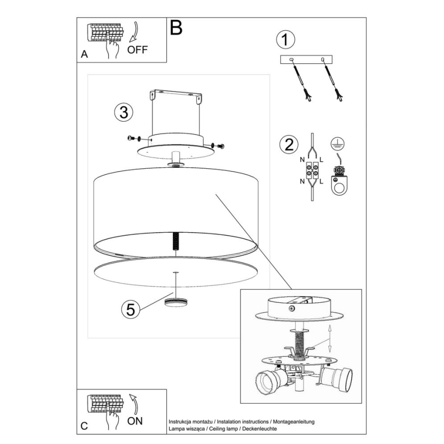 Plafón SKALA 3xE27/60W/230V diá. 30 cm blanco
