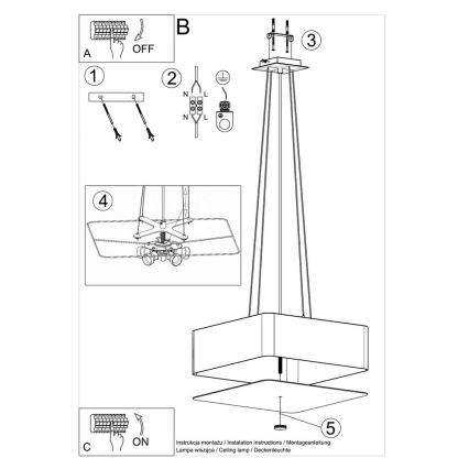 Lámpara colgante LOKKO 5xE27/60W/230V 45 cm negro