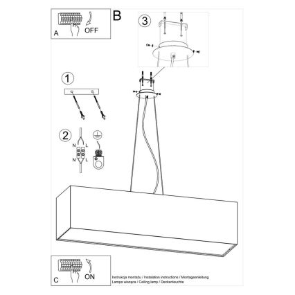 Lámpara colgante SANTA 5xE27/60W/230V 120 cm blanco