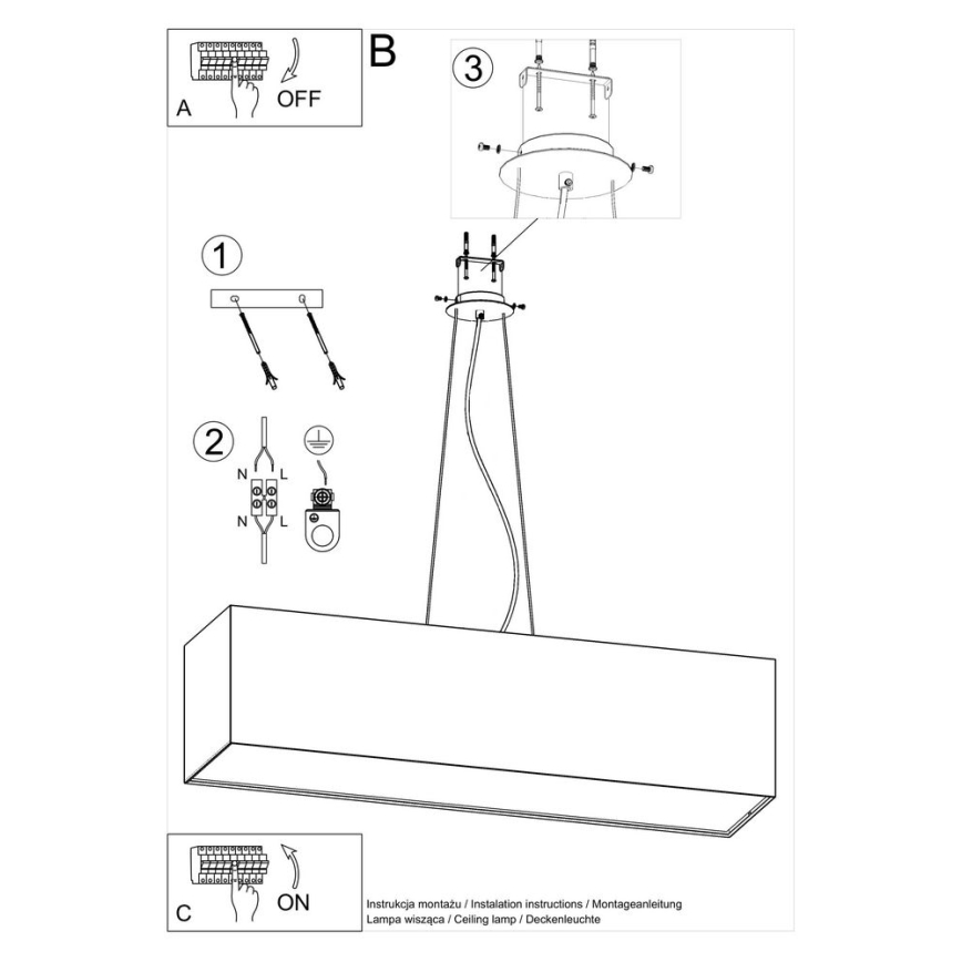 Lámpara colgante SANTA 5xE27/60W/230V 120 cm blanco