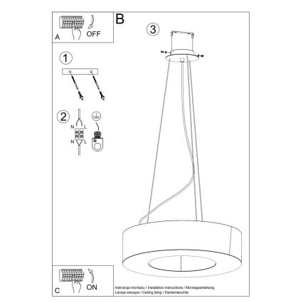 Lámpara colgante SATURNO 8xE27/60W/230V diámetro 90 cm blanco