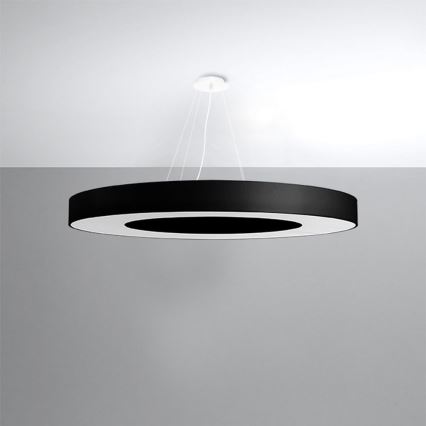 Lámpara colgante SATURNO SLIM 8xE27/60W/230V diámetro 90 cm negro