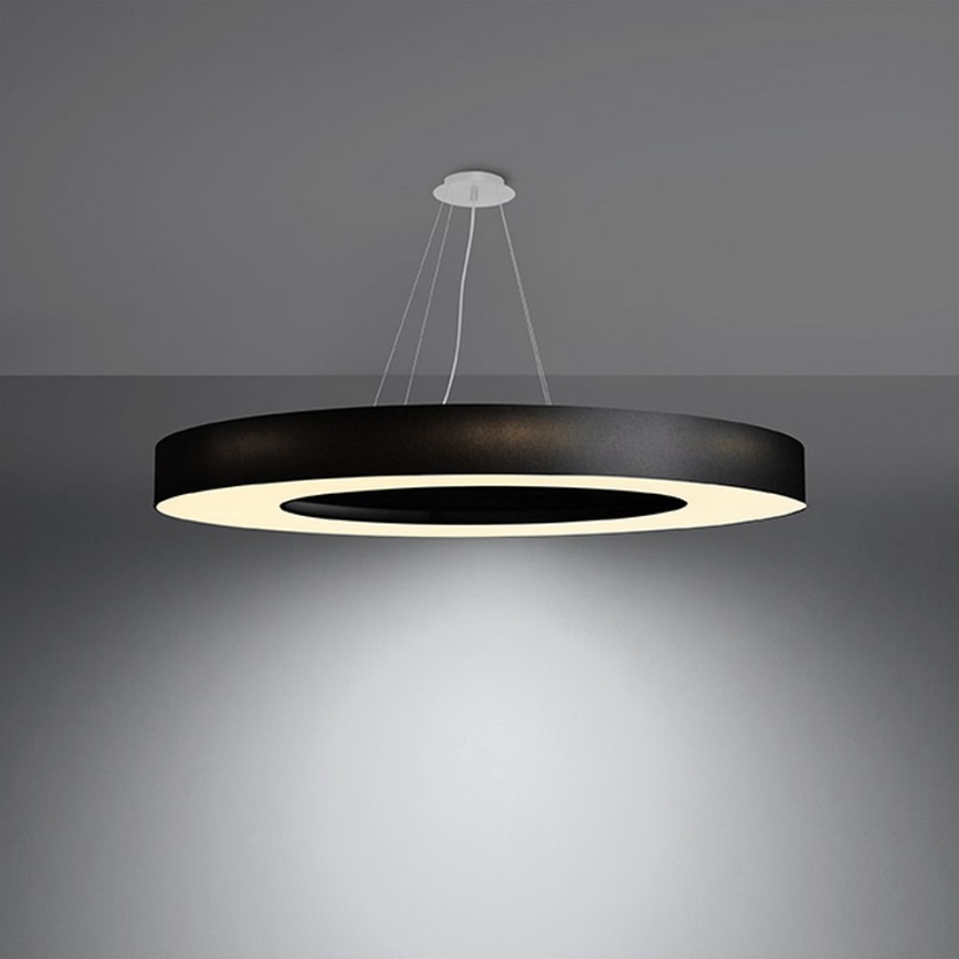 Lámpara colgante SATURNO SLIM 8xE27/60W/230V diámetro 90 cm negro