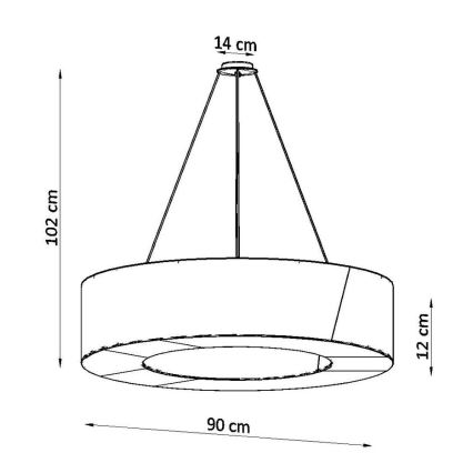 Lámpara colgante SATURNO SLIM 8xE27/60W/230V diámetro 90 cm negro