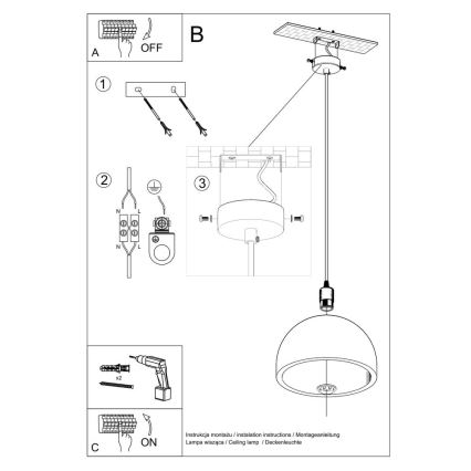 Lámpara colgante de cable PABLITO 1xE27/60W/230V concreto