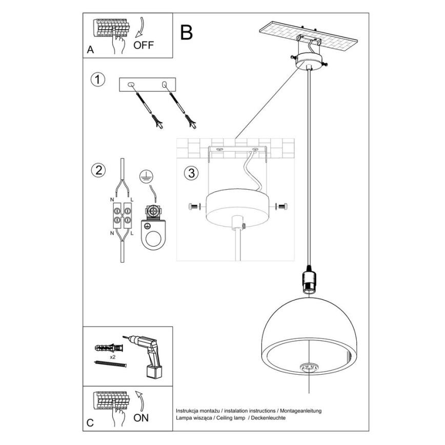 Lámpara colgante de cable PABLITO 1xE27/60W/230V concreto