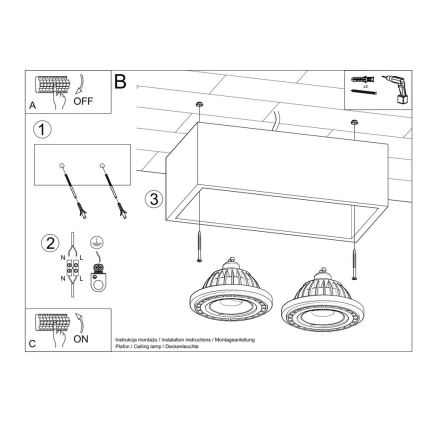 Plafón QUATRO AR111 2xGU10/40W/230V concreto