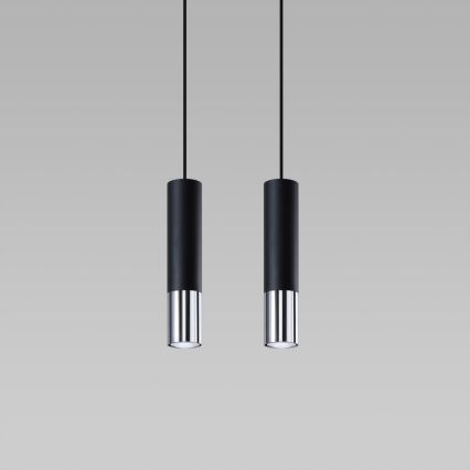 Lámpara colgante LOOPEZ 2xGU10/10W/230V negro/cromo brillante