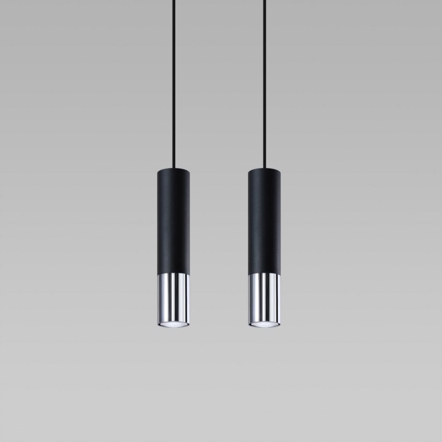 Lámpara colgante LOOPEZ 2xGU10/10W/230V negro/cromo brillante