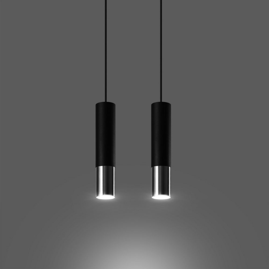Lámpara colgante LOOPEZ 2xGU10/10W/230V negro/cromo brillante