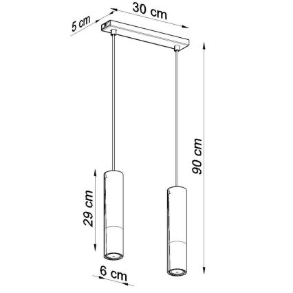 Lámpara de araña de cable LOOPEZ 2xGU10/40W/230V negro/cromado