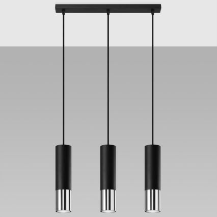 Lámpara colgante LOOPEZ 3xGU10/10W/230V negro/cromo brillante