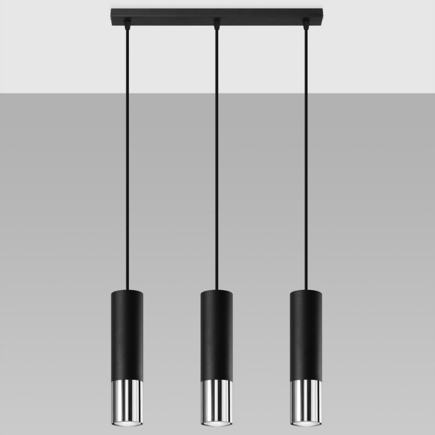 Lámpara colgante LOOPEZ 3xGU10/10W/230V negro/cromo brillante