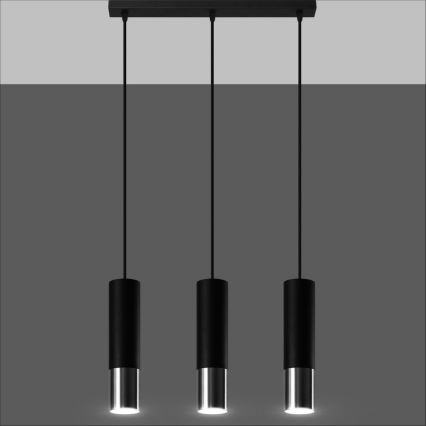 Lámpara colgante LOOPEZ 3xGU10/10W/230V negro/cromo brillante
