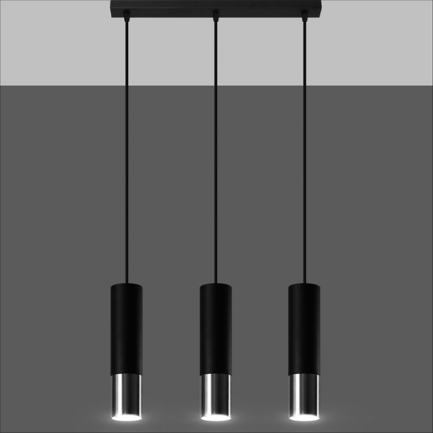 Lámpara colgante LOOPEZ 3xGU10/10W/230V negro/cromo brillante