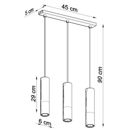 Lámpara colgante LOOPEZ 3xGU10/10W/230V negro/cromo