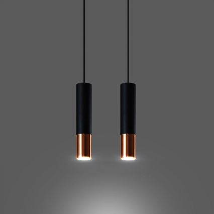 Lámpara colgante LOOPEZ 2xGU10/10W/230V negro/cobre