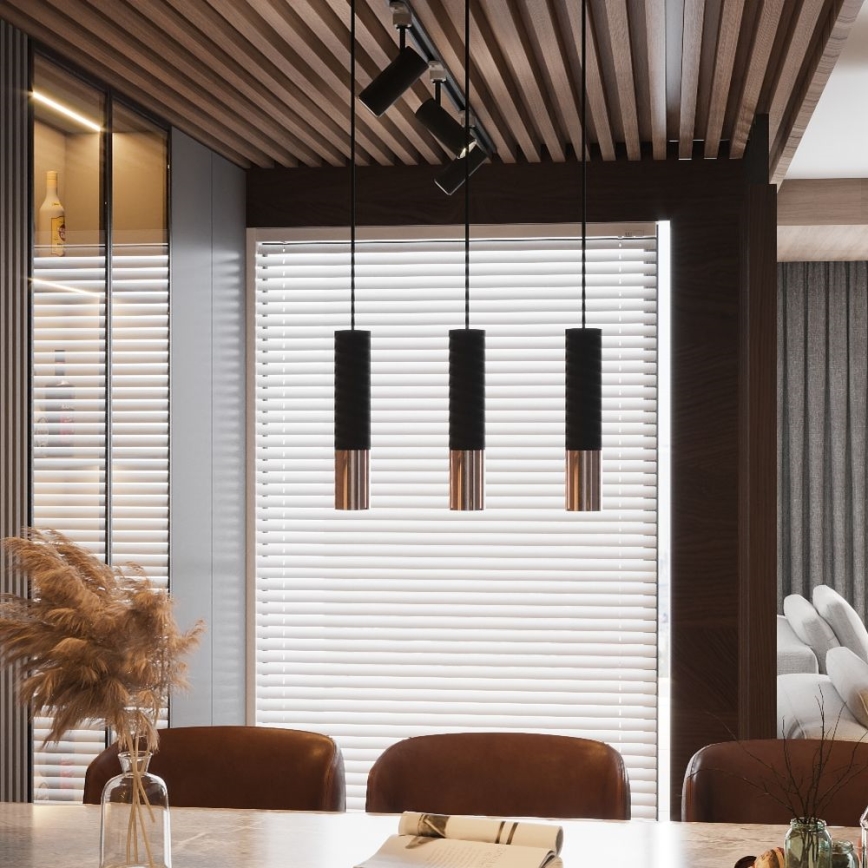 Lámpara colgante LOOPEZ 3xGU10/10W/230V negro/cobre