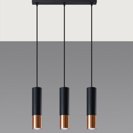 Lámpara colgante LOOPEZ 3xGU10/10W/230V negro/cobre