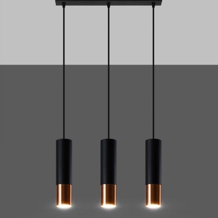 Lámpara colgante LOOPEZ 3xGU10/10W/230V negro/cobre