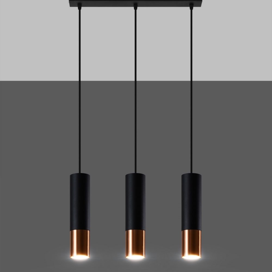 Lámpara colgante LOOPEZ 3xGU10/10W/230V negro/cobre