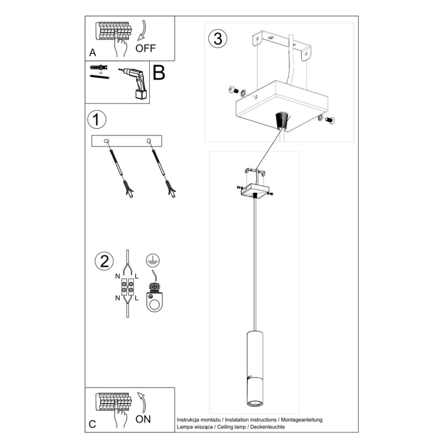 Lámpara de araña de cable LOOPEZ 1xGU10/40W/230V negro/dorado