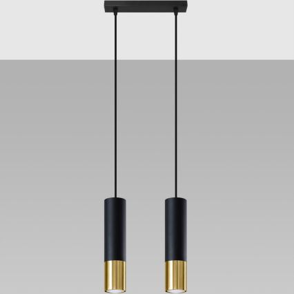 Lámpara colgante LOOPEZ 2xGU10/10W/230V negro/dorado