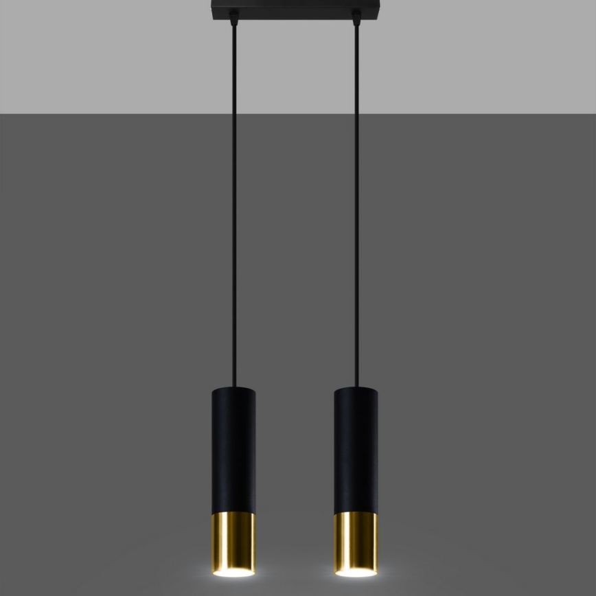 Lámpara colgante LOOPEZ 2xGU10/10W/230V negro/dorado