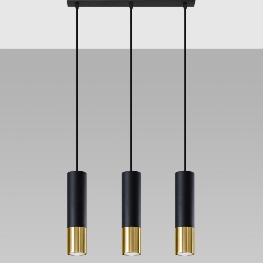 Lámpara colgante LOOPEZ 3xGU10/10W/230V negro/dorado