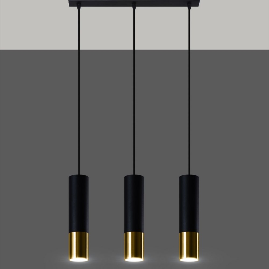 Lámpara colgante LOOPEZ 3xGU10/10W/230V negro/dorado