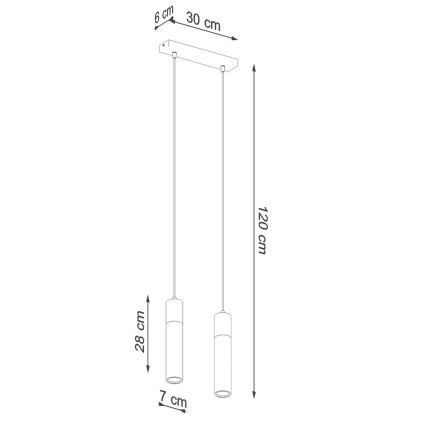 Lámpara colgante ZANE 2xGU10/40W/230V concreto/abedul/haya