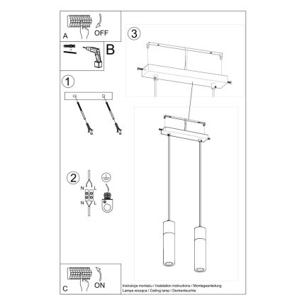 Lámpara colgante ZANE 2xGU10/40W/230V concreto/abedul/haya