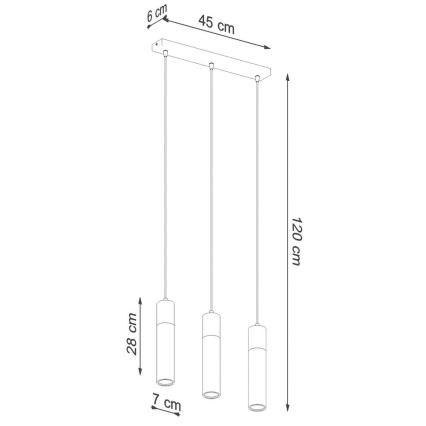 Lámpara colgante ZANE 3xGU10/40W/230V concreto/abedul/haya